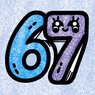 the numbers 67