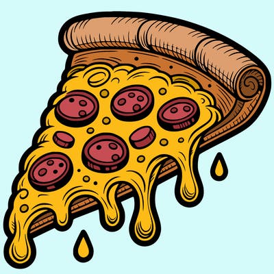 cheese melting from pizza slice