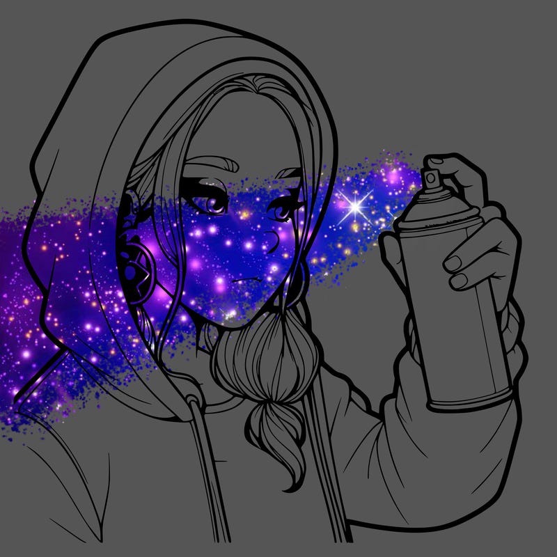 a realistic girl, spray painting