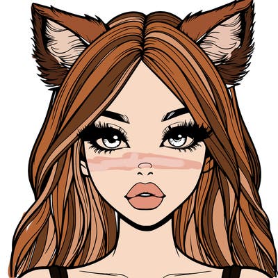 realistic girl with fox ears and realistic lips