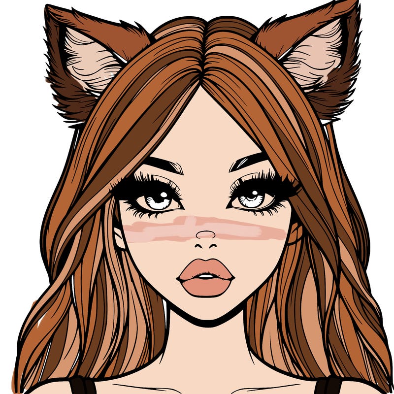 realistic girl with fox ears and realistic lips