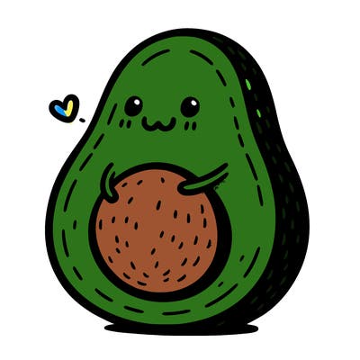 an avocado hugging an avocado