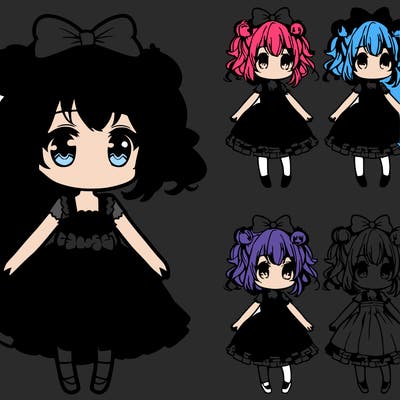 anime girl with dress on