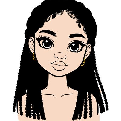 a realistic black girl with braids