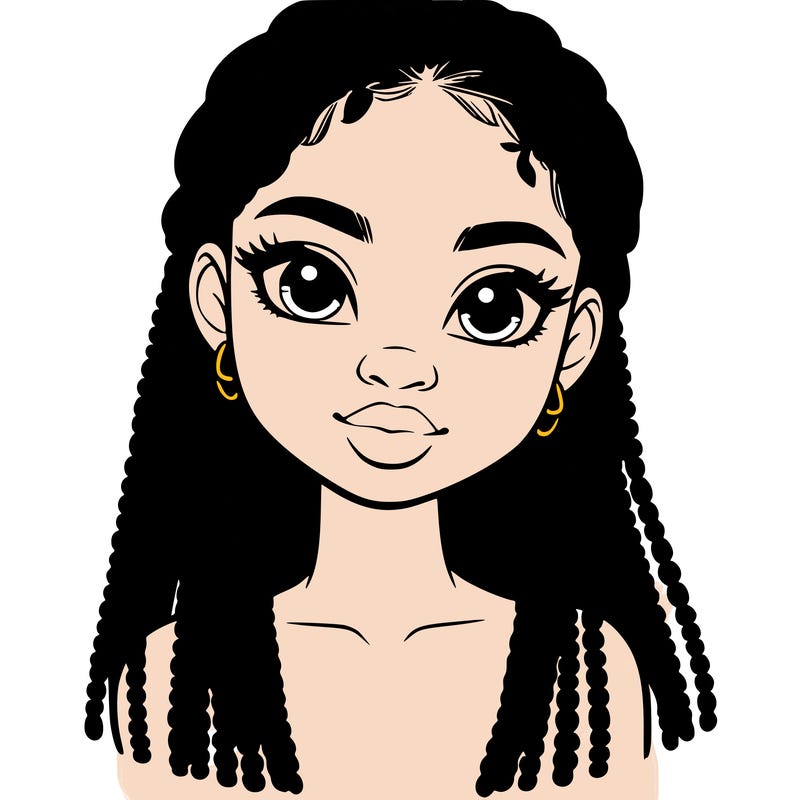 a realistic black girl with braids