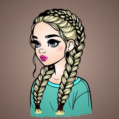 realistic girl with braids