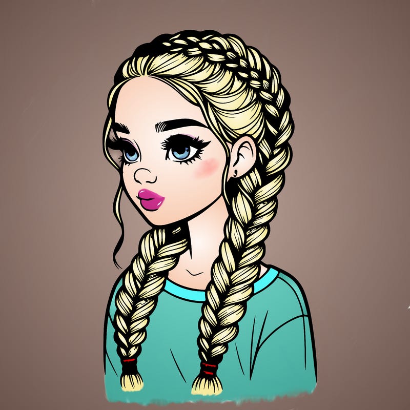 realistic girl with braids