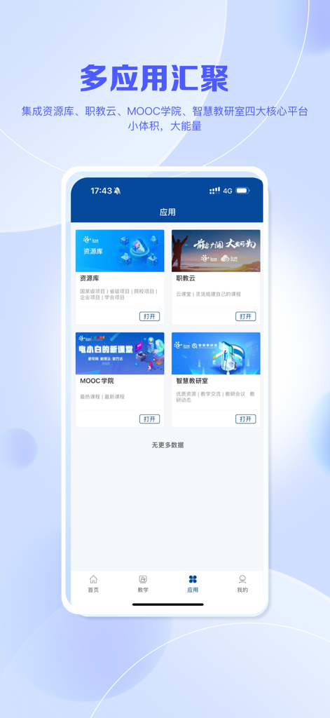 UI display of the Smart Vocational Education Plus app showing multiple integrated learning platform modules