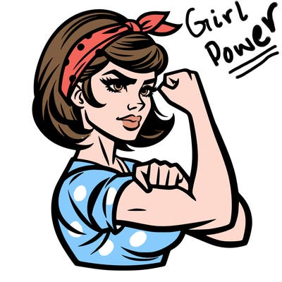 strong woman with a 60s american ad style