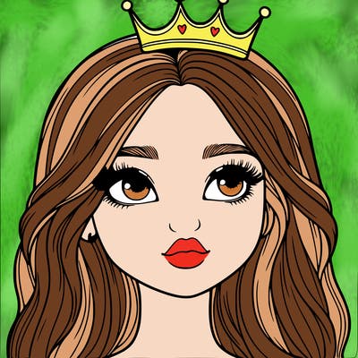 a realistic girl with a crown on