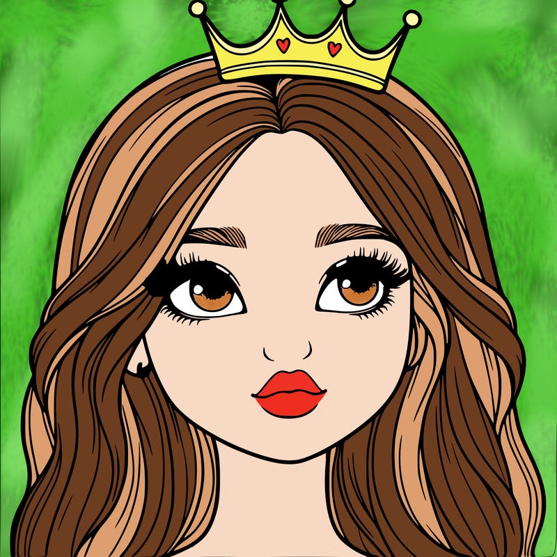 a realistic girl with a crown on