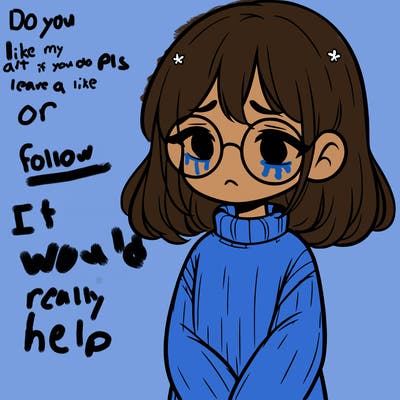 sad girl with glasses in a sweater