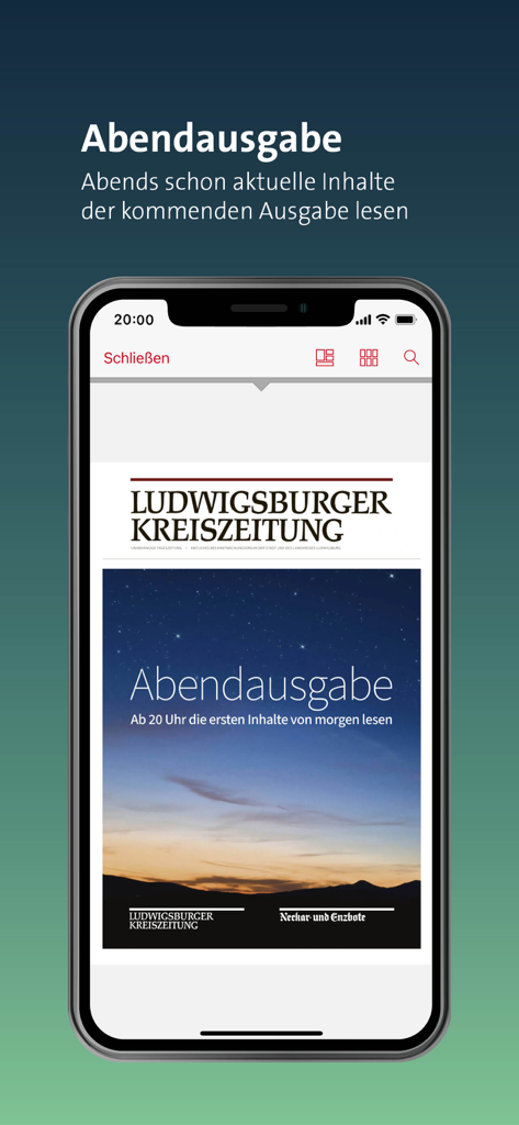 Ludwigsburger Kreiszeitung App Abendausgabe auf einem Mobilgerät