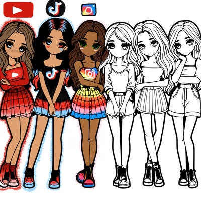 a group of girls realistic