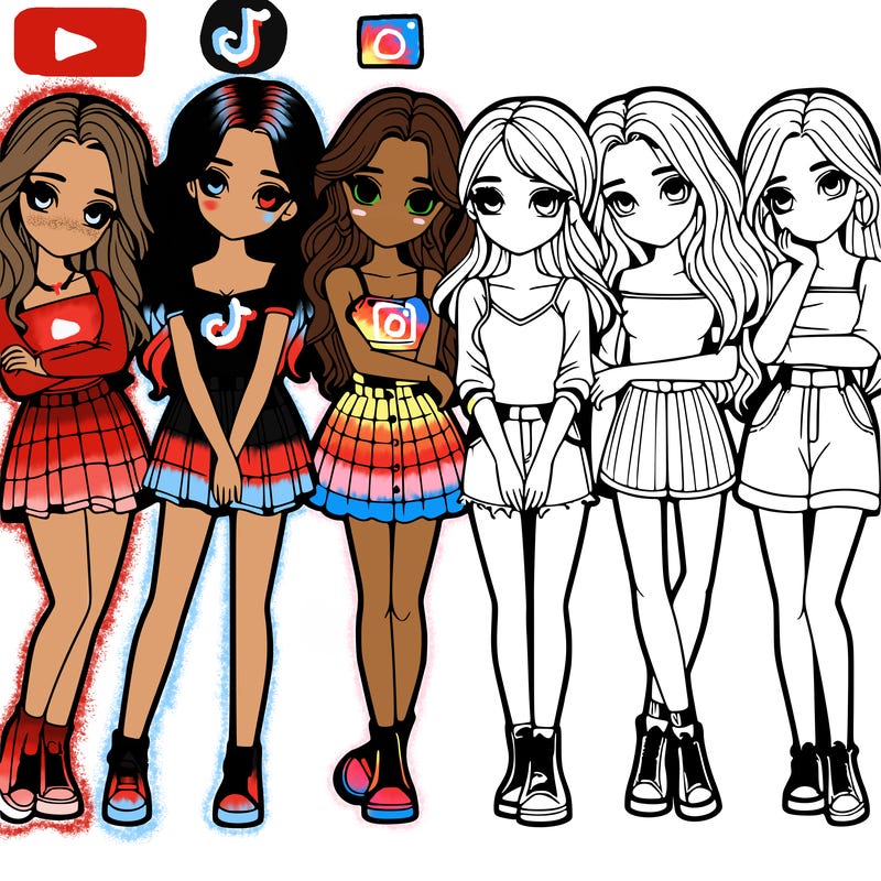 a group of girls realistic