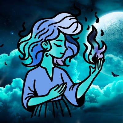 woman with fire