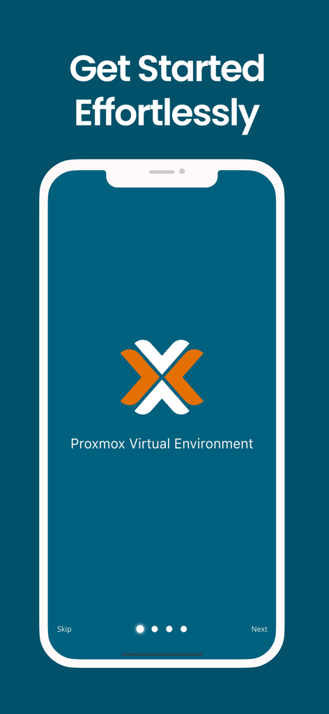 Proxmox VE Companion - Proxmox VE Companion app onboarding screen with logo and get started text