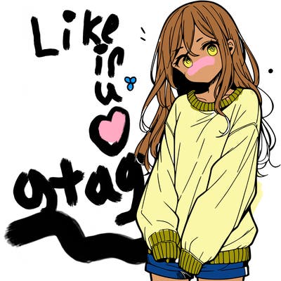 manga teen girl  in a sweater and baggy pants