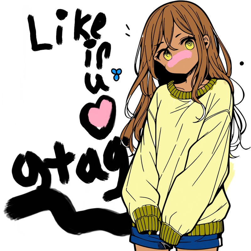 manga teen girl  in a sweater and baggy pants