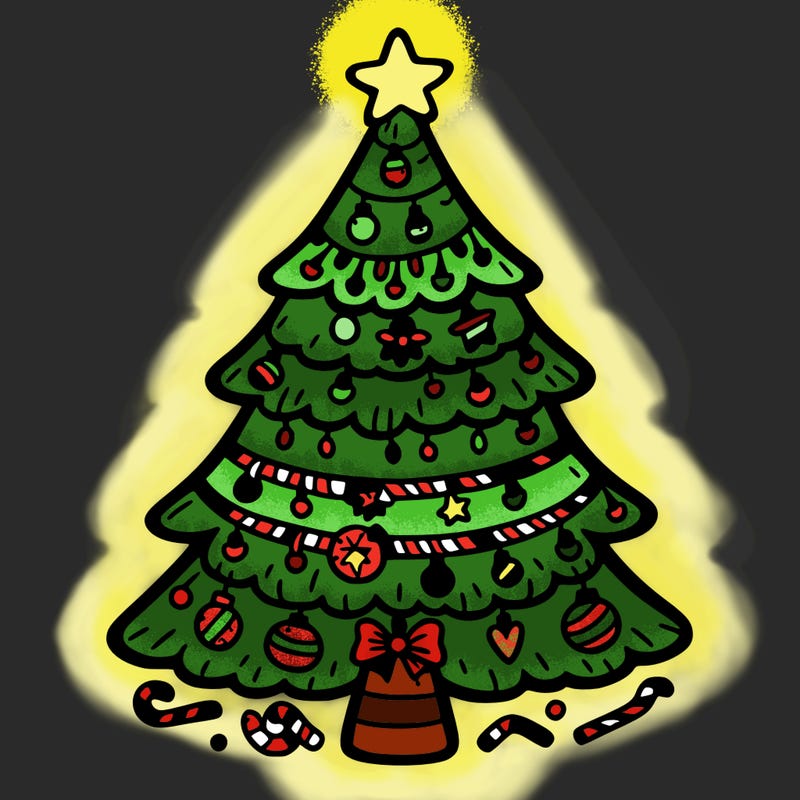 christmas tree with lots of details
