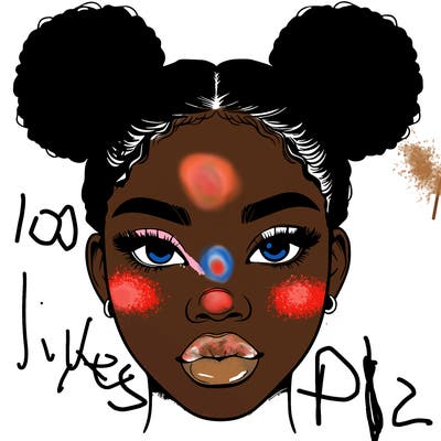 realistic black woman with two buns