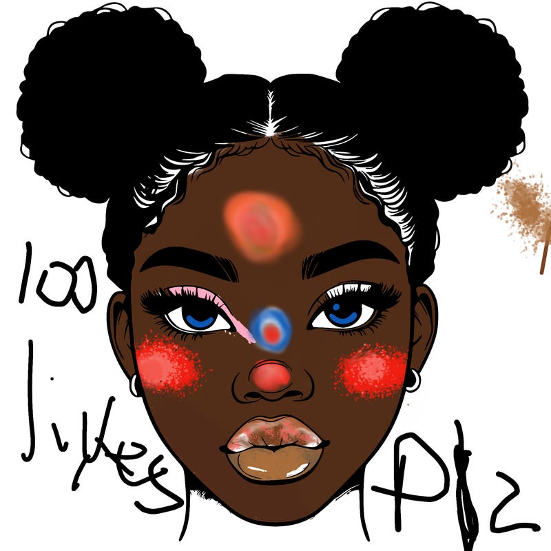 realistic black woman with two buns