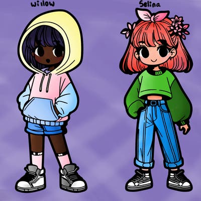 two teenager girls one wearing a hoodie and shorts and the other way and crop top and jeans