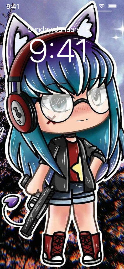 Gacha Life Wallpaper 4K | HD - A cute Gacha Life character with blue hair and cat ears as an iPhone wallpaper