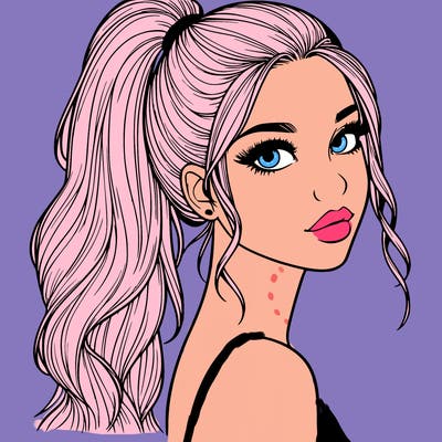 realistic pretty girl with high pony tail