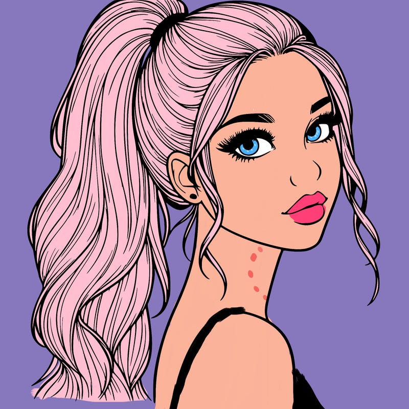 realistic pretty girl with high pony tail