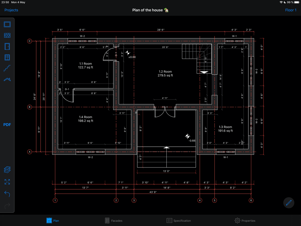 HomeCAD — Design your home - HomeCADアプリでの寸法付きプロフェッショナル2D住宅間取り図
