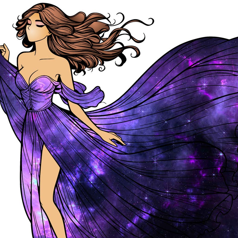 realistic woman in dress flowing the the wind