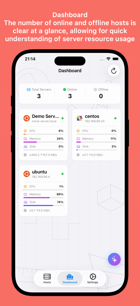 Nexus Terminal - Nexus Terminal dashboard showing server status and resource usage metrics