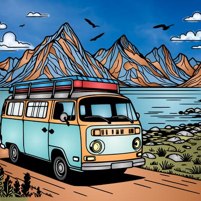 camper van on lofoten, norway