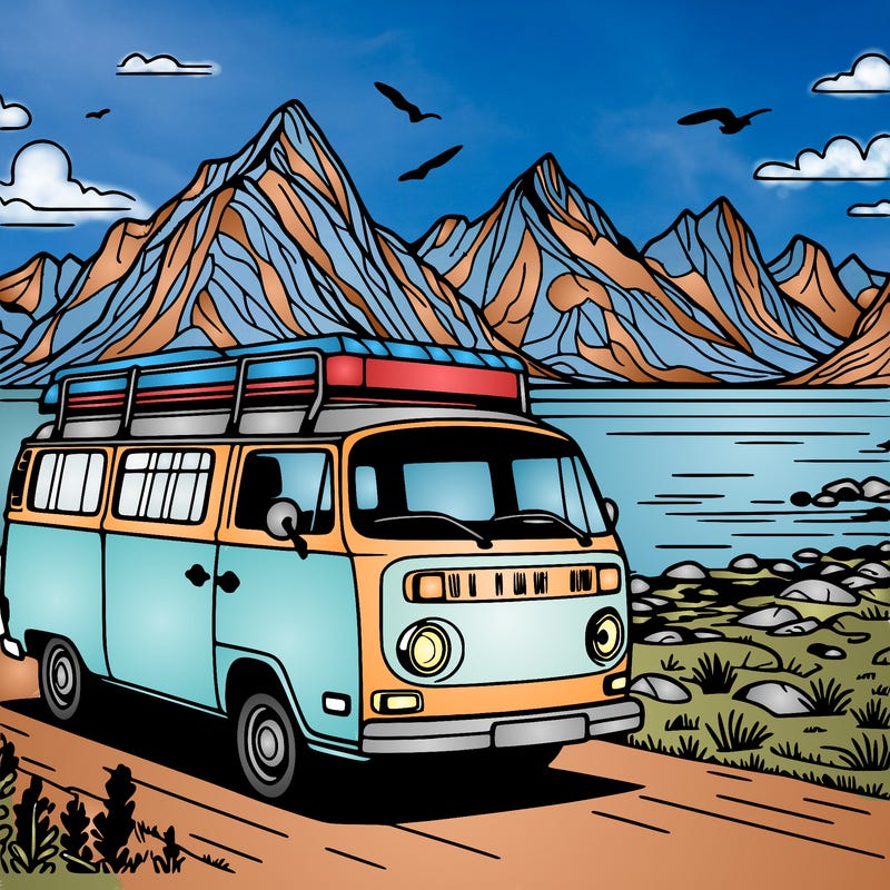 camper van on lofoten, norway