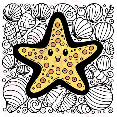 starfish surrounded by seashells