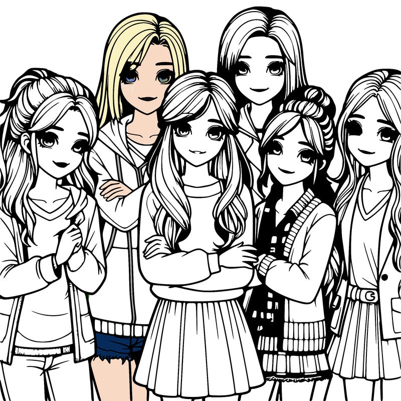 a group of girls realistic