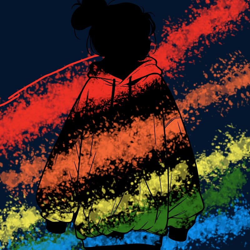 realistic girl with a oversized sweatshirt on and a bun