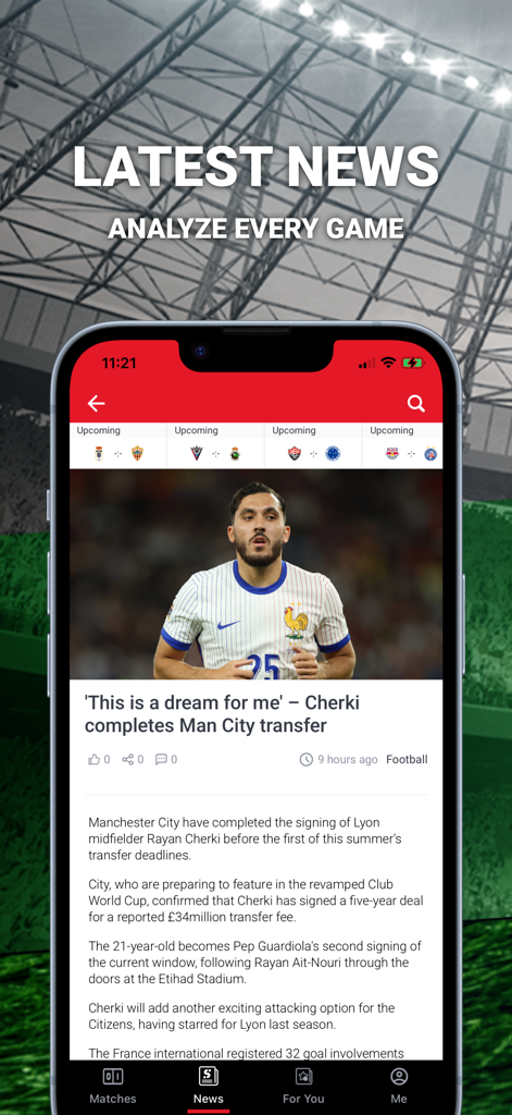 Sporty.com - The latest sports news and transfer updates section on the Sporty.com mobile app.