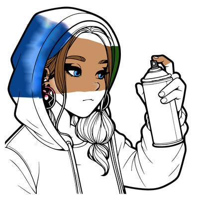 a realistic girl, spray painting