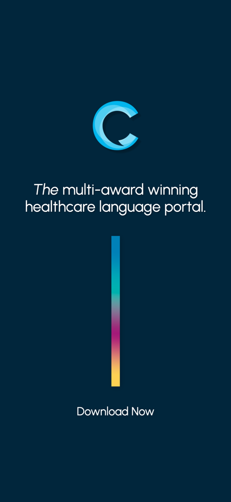 CardMedic - CardMedic app intro screen for the multi award winning healthcare language portal