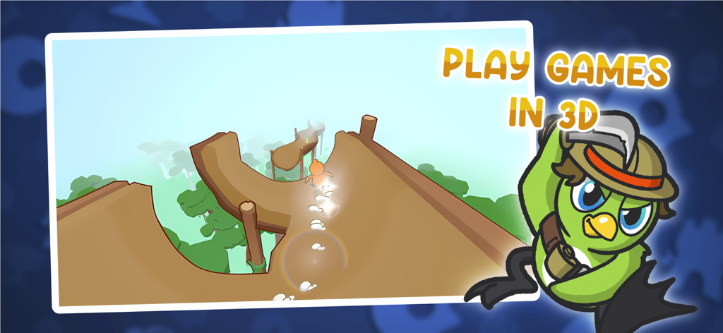 Duck Life 9: The Flock - A 3D mini game in Duck Life 9 featuring a green explorer duck and a winding aerial track