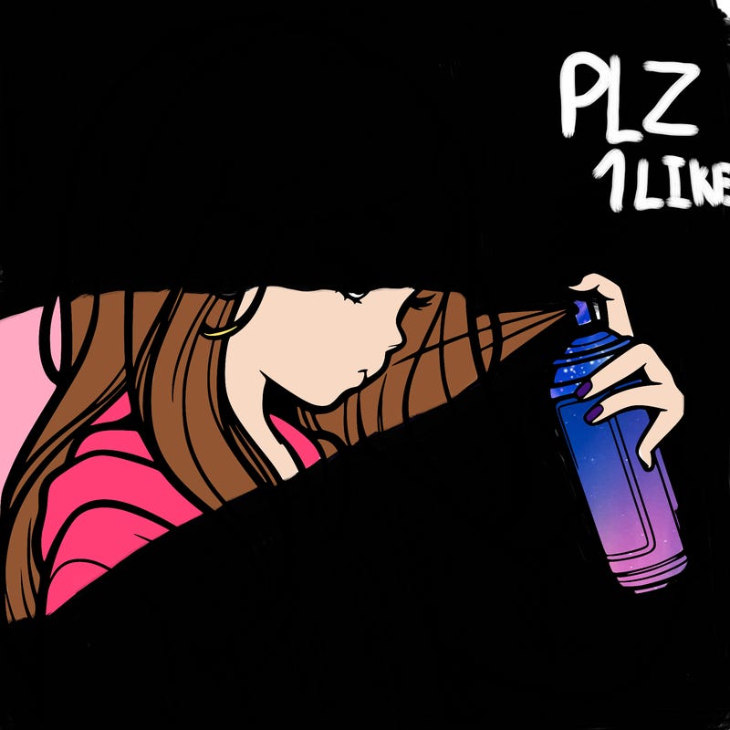 a realistic girl spray painting