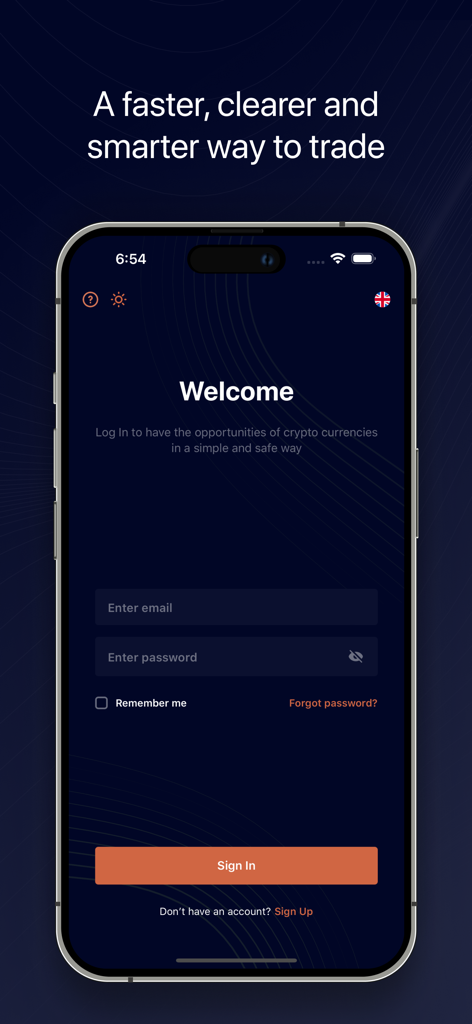 Teroxx - Teroxx App-Anmeldebildschirm mit E-Mail- und Passwortfeldern und einer Schaltfläche zum Anmelden