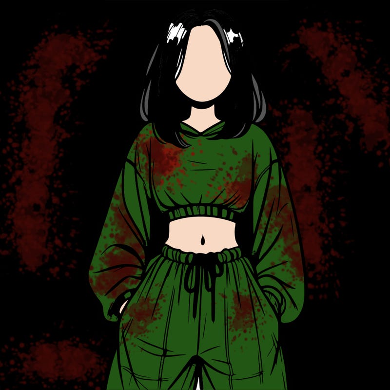 realistic girl faceless with baggy pants and a crop top