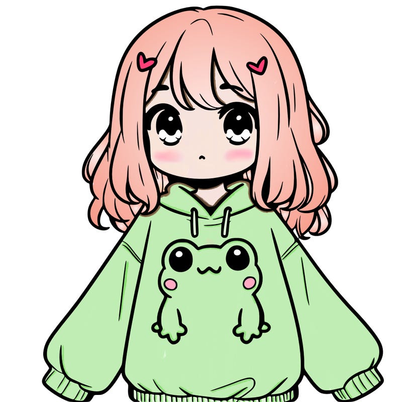 girl wearing frogging sweatshirt