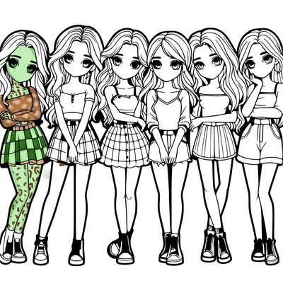 a group of girls realistic