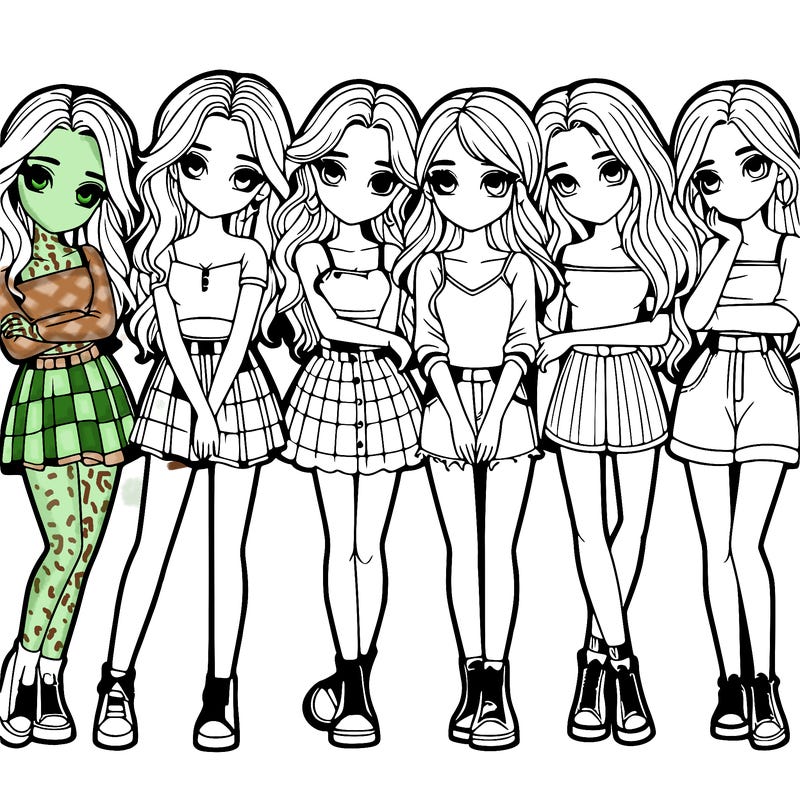 a group of girls realistic