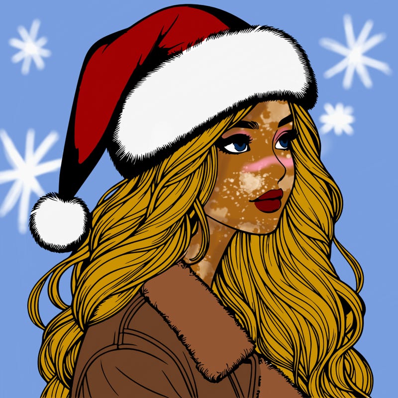 realistic girl in santa hat