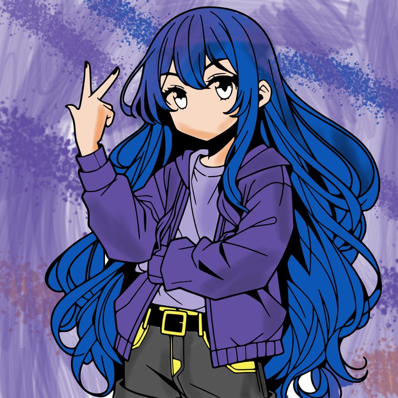 one anime girl with long hair and a cool pose